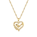 Luxury gold titanium heart pendant necklace with crystal bird design for women - Gold Heart Bird (E229)