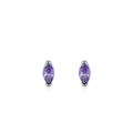 Elegant S925 sterling silver stud earrings featuring marquise-cut purple gemstones - February-ED3481 / 925 Silver