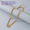 Golden double-layer rope chain necklace with a unique knot pendant design in 46cm length - 3mm Width-46cm+6cm Length (21.5g) / Gold