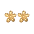 Minimalist golden stainless steel irregular flower stud earrings on white background - Gold (JZE846-02)