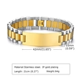 Two-tone gold and silver stainless steel strap bracelet for men with engravable bar - Steel & Gold 15mm*21cm