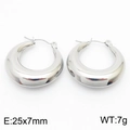 Pendientes de aro ovalados minimalistas en plata pulida, tamaño de par 25x7mm - Color Acero (KE110815-KFC) / 25x7mm / Plateado