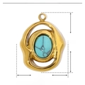 Detailed size specifications of the marquise-shaped turquoise pendant in gold steel frame - YE247-Sky Blue/Irregular Ring