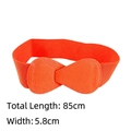 Elastic waist belt in bright orange featuring a stylish bow buckle, 85cm length - 85cm Extended / Orange