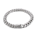 Bracciale a catena Franco in acciaio inossidabile argento con chiusura a scatola su fondo bianco - Bracciale 23.5cm (KB162213)
