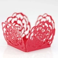 Caissette à cupcake rose rouge découpée au laser pour mariage et boîte cadeau ajourée - Rouge Perlé