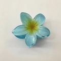 Tropical blue and yellow gradient plumeria hair claw clip for women's hairstyles - 8cm / Blue