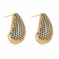 Orecchini a goccia dorati con zirconi blu pavé su sfondo bianco professionale - Oro/Zirconia Blu