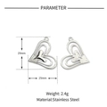 Technical drawing of heart pendant showing dimensions 29x25mm and stainless steel material - VG574-Silver Large Heart