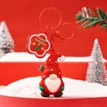 Portachiavi gnomo di Natale rosso con targhetta Merry Christmas e anello metallico - Babbo Natale【Rosso】