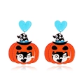 Σκουλαρίκια Halloween από ακρυλικό με μπλε καρδιές και κολοκύθα με καπέλο μάγου - Μπλε Καρδιά Γκλίτερ με Κολοκύθα με Καπέλο Νεκροκεφαλής (CE00333)