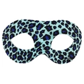 Tiffany blue and black leopard print plush fabric eye mask for party costume - Teal Blue Leopard