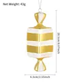 Christmas tree hanging candy decoration in gold and white stripes with glitter finish - 20cm Gold White Square Stripe