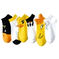 6er-Set bunte Füßlinge für Damen mit niedlichen Enten- und Pinguin-Cartoon-Motiven - Einheitsgröße / Mehrfarbig
