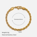 Detalles de los 165mm de largo y 4mm de ancho de esta pulsera de cadena de cordón dorado - 16.5cm / Dorado