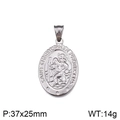Silberner St. Christopher Anhänger in ovaler Form mit geprägtem religiösem Schutzmotiv - Heiliger Christophorus Ovales Silbernes Medaillon (KP77979-Z)