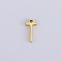 Golden stainless steel cross pendant accessory for DIY jewelry making in small size - T (Bracelet Accessory) / Gold