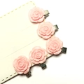 5-piece set of pink camellia resin hair clips with silver metal crocodile clamps - Glossy Pink Camellia / 5 Pieces (OPP Bag)