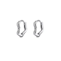 Orecchini a cerchio ondulati color argento con pavé di zirconi bianchi brillanti - 8mm / 8mm Zircone Oro Bianco