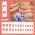 Faux ongles dégradés framboise avec motifs de cœur, kit complet de 24 pièces douces - Style Cœur Dégradé Framboise (R950)