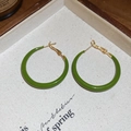 Detail of green enamel twisted earrings in a wooden tray with aesthetic props - Gold and Green Splicing Style (Silver Earring Post)
