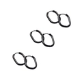 Three pairs of minimalist black oval hoop earrings in 18K gold plated stainless steel metal - Black - 3 Pairs Set