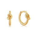 Elegant gold-tone knot hoop earrings with a polished finish for a minimalist style - Gold Knot Huggie