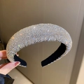 Serre-tête en strass argentés brillants avec base large et doublure en tissu noir - 18# Argent Plein Strass Large Rembourré
