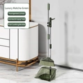 Matcha green broom and dustpan set with transparent design and built-in scraping teeth - Broom + Long Toothed Dustpan / Matcha Green