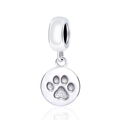 Sterling silver paw print charm pendant with matte texture for DIY jewelry making - Pet Paw Print