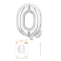 Silberner Folienballon Buchstabe Q mit Papierverpackung und Trinkhalm für Partys - Buchstabe Q / Silber