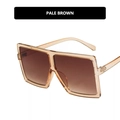 Oversized square sunglasses in pale brown transparent frame with gradient brown lenses - Light Tea