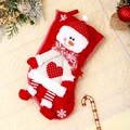 Knitted Christmas stocking with 3D snowman mascot and snowflake patterns for tree decoration - Snowman