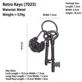 Vintage style cast iron decorative padlock and key set with a rustic dark bronze finish - 7025 Pair of Keys with Ornate Lock