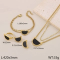 Schmuckset aus goldenem Titanstahl mit Halskette Armband Ring und Ohrringen in Schwarz - Einheitsgröße / Schwarz
