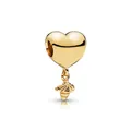 Colgante de corazón dorado pulido con abeja para creación de joyas y pulseras DIY - K1-12 Abeja Corazón de Oro