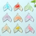 Glitter resin mermaid tail pendants in nine vibrant colors for DIY jewelry making - 2.8x3.1cm / Random Mixed Colors