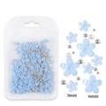 Light blue five-petal resin flowers and silver beads nail art kit in 3mm and 6mm sizes - Pale Blue Flower With Silver Bead