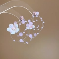 Detail of pink crystal earrings with white fabric flowers and beaded tassels - Silver Earring Post - Pink