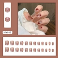 Pink cat eye press-on nails with red heart patterns in short square-oval shape - MY015 Heart Cat Eye
