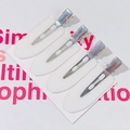 Set of 4 white seamless duckbill hair clips with silver metal base for DIY accessories - Set of 4 / White