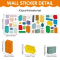Set di 43 adesivi murali 3D in PVC a forma di mattoncini per la cameretta dei bambini - Stile Mattoncini Colorati da 4 Fogli 43 Pezzi (UV24Y12806T_T)