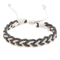 Détail du bracelet tressé à la main avec cordon réglable marron vert et beige - Marron Vert Blanc
