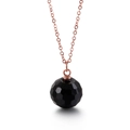 Rose gold O-chain necklace featuring a faceted black crystal sphere pendant in minimalist style - Rose Gold Chain + Black Crystal