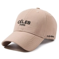 Beigefarbene Cord-Baseballkappe mit CÉLEB PARIS Stickerei und gebogenem Schirm - Khaki