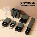Dark grey textured jewelry gift drawer box set with matching luxury paper shopping bags - 5*5*3.5cm Drawer Box / Grey Black Drawer