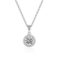 Collana in argento sterling S925 con pendente tondo in zirconia su sfondo bianco - Argento 925 / Collana a catena a croce