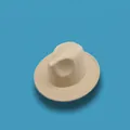 Top view of a cream-colored wool fedora hat with a wide brim on a bright blue background - M (56-58cm) / Beige