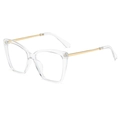Fashionable butterfly frame glasses with transparent rims and slim gold metal temples - Transparent White Gold Frame C7