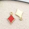 Goldene rhombenförmige Legierungsanhänger mit roter Emaille für DIY-Schmuck und Schlüsselanhänger - 1 Stk. Rote Rautenform